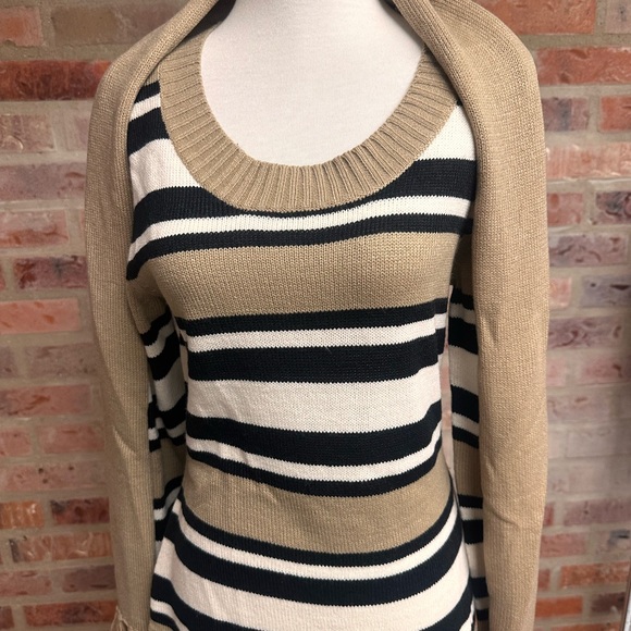 Derek heart (Dubbed Dolce&Gabbana)Striped Women's SweaterDress with scarf Lrg - Picture 1 of 7